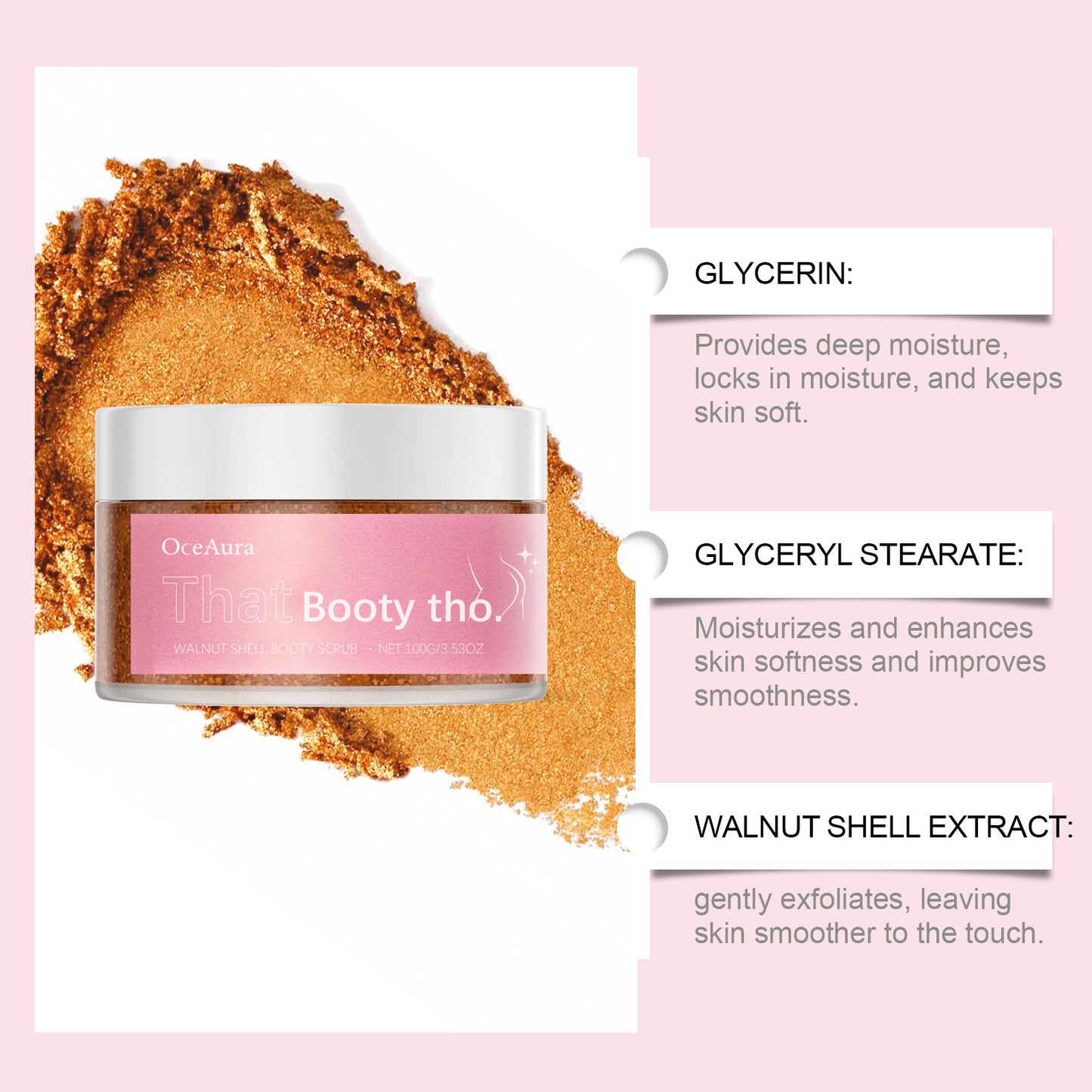 The hip exfoliating scrub gently cleanses the body's dead skin and oothens the skin. Hip care cream